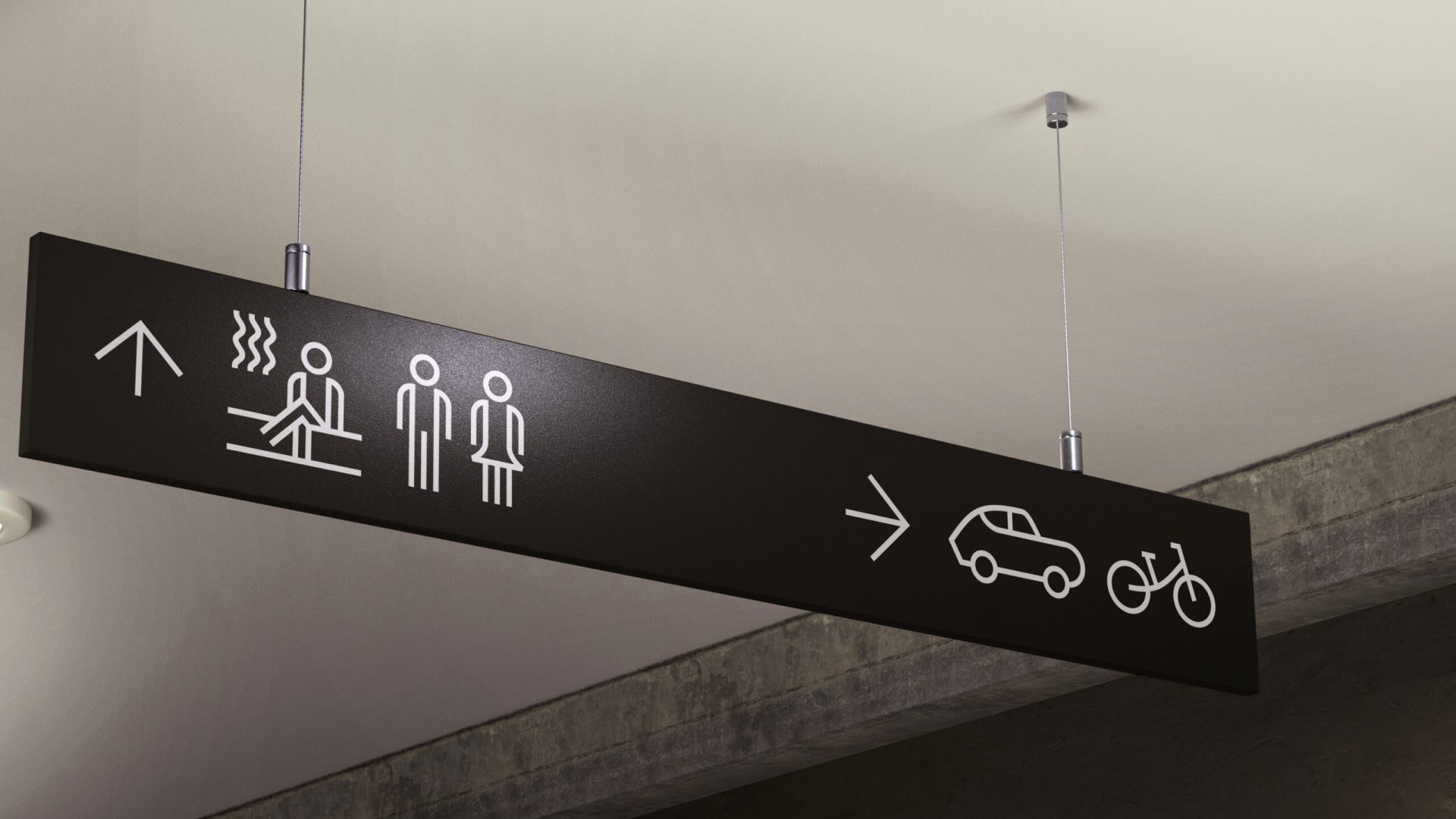 Free Hanging Direction Sign Mockup