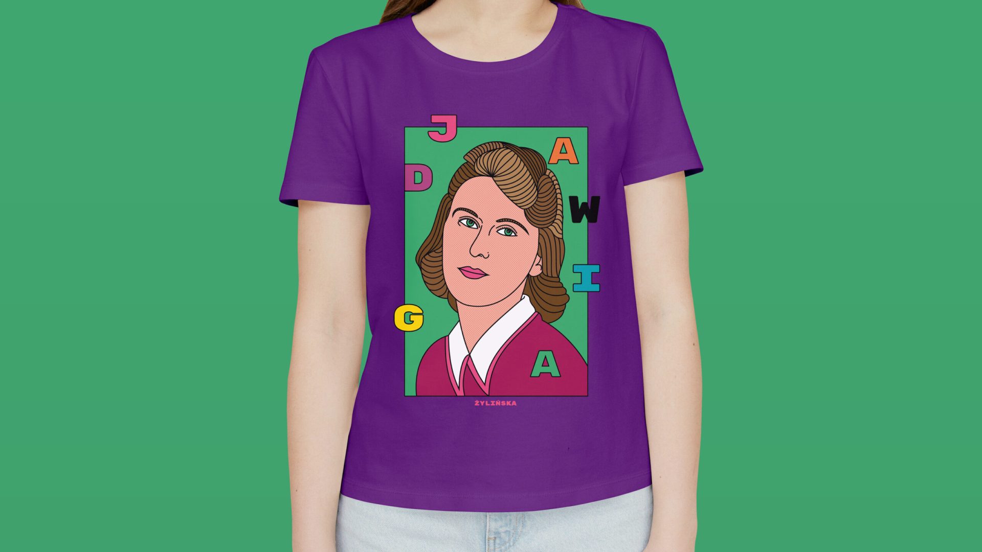 Jadwiga Żylińska - t-shirt pop-art FIOLETOWY