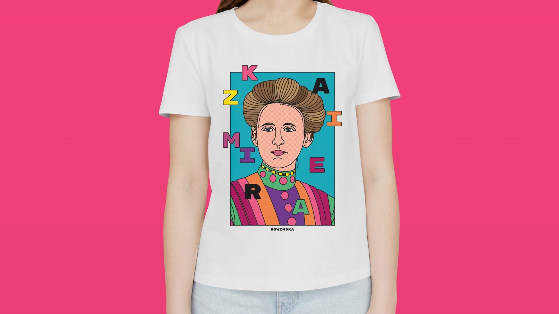 Kazimiera Rowińska - t-shirt pop-art BIAŁY